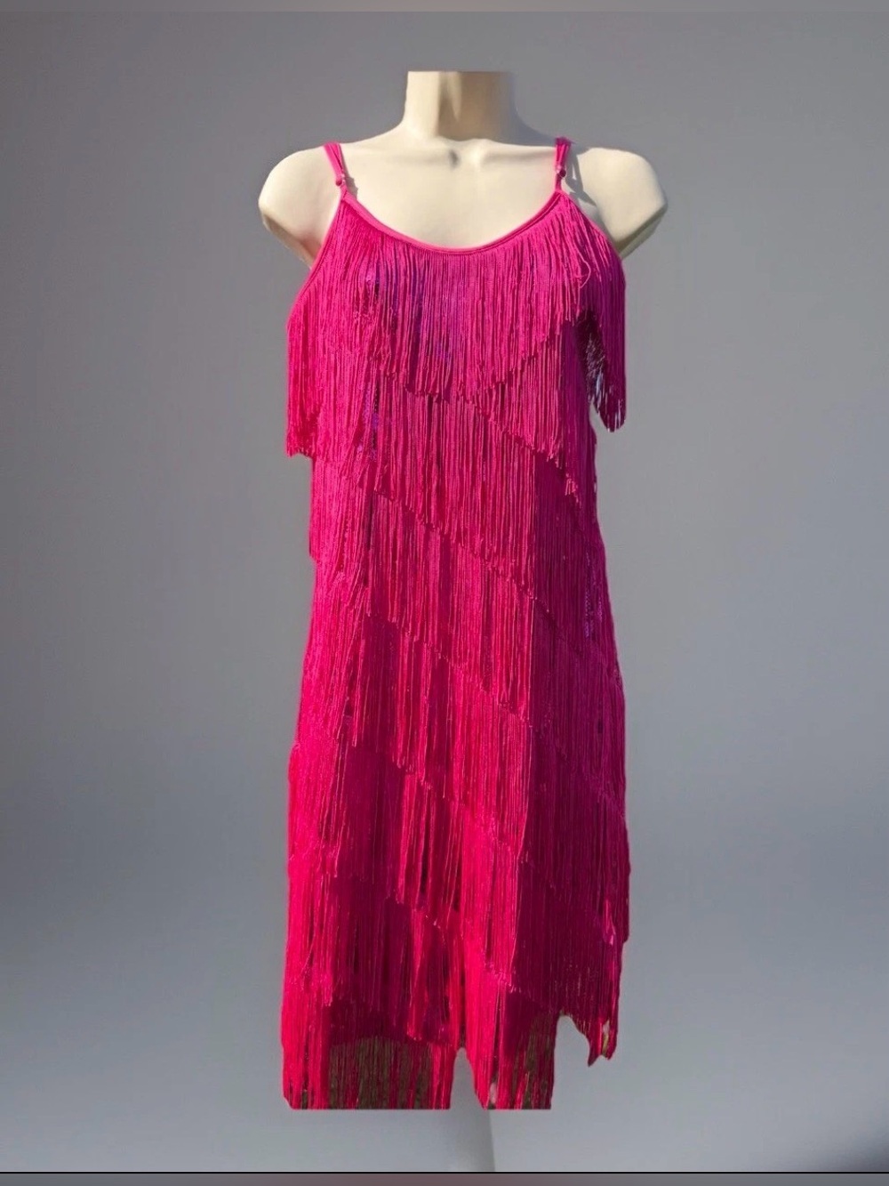 Barbiecore Fringe Dress Hot Pink Sequin Festival Rave Party Dance Mini Salsa